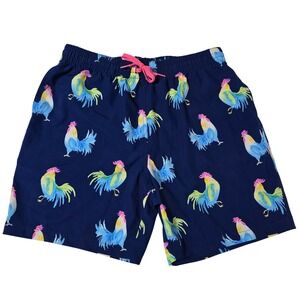 Chubbies Swim Trunks Rooster Print Elastic Waist Drawstring Men XL Resort Vacay